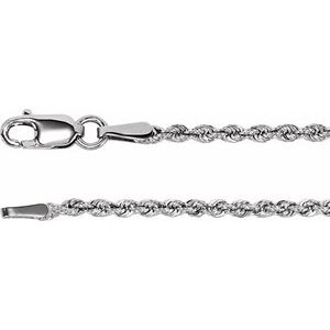 Rhodium-Plated Sterling Silver 1.85 mm Rope Chain 16" Chain - BN & CO JEWELRY