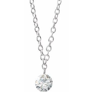 14K White 1/6 CT Drilled Natural Diamond Solitaire 16-18" Necklace - BN & CO JEWELRY