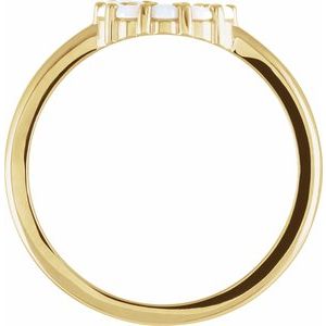 14K Yellow Natural White Opal Cabochon Halo-Style Ring - BN & CO JEWELRY