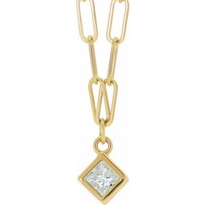 14K Yellow 1/6 CT Natural Diamond Micro Bezel-Set 18" Necklace - BN & CO JEWELRY