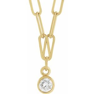 14K Yellow 1/10 CT Natural Diamond Micro Bezel-Set 18" Necklace - BN & CO JEWELRY