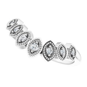 14K White .06 CTW Natural Diamond Contour band - BN & CO JEWELRY