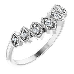 14K White .06 CTW Natural Diamond Contour band - BN & CO JEWELRY