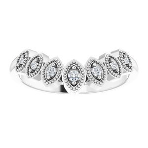 14K White .06 CTW Natural Diamond Contour band - BN & CO JEWELRY