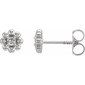 Sterling Silver Natural White Sapphire Petite Flower Beaded Earrings - BN & CO JEWELRY