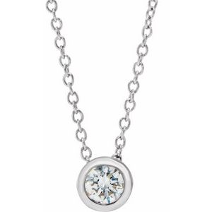 14K White 1/4 CT Lab-Grown Diamond Solitaire 16-18" Necklace - BN & CO JEWELRY