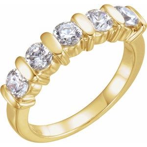 14K Yellow 3.8 mm Round Five-Stone Anniversary Band - BN & CO JEWELRY