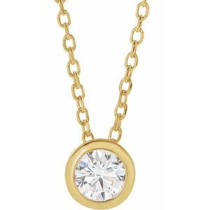 14K Yellow 1/4 CT Natural Diamond Bezel-Set 16-18" Necklace - BN & CO JEWELRY