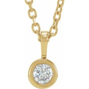 14K Yellow 1/10 CT Natural Diamond Bezel-Set Solitaire 16-18" Necklace - BN & CO JEWELRY