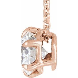 14K Rose 5/8 CT Lab-Grown Diamond Solitaire 16-18" Necklace - BN & CO JEWELRY