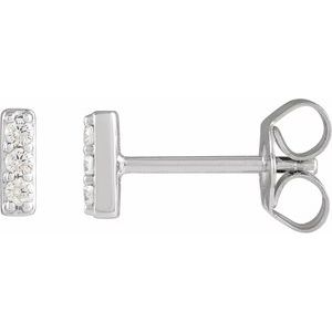14K White 1/10 CTW Natural Diamond Bar Earrings - BN & CO JEWELRY