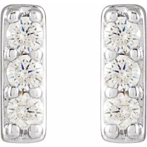 14K White 1/10 CTW Natural Diamond Bar Earrings - BN & CO JEWELRY