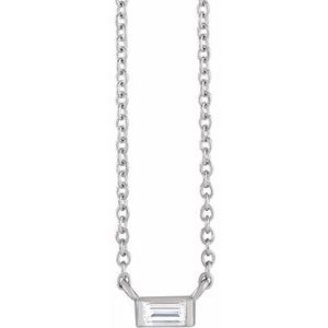 14K White 1/10 CT Natural Diamond Solitaire 16-18" Necklace - BN & CO JEWELRY